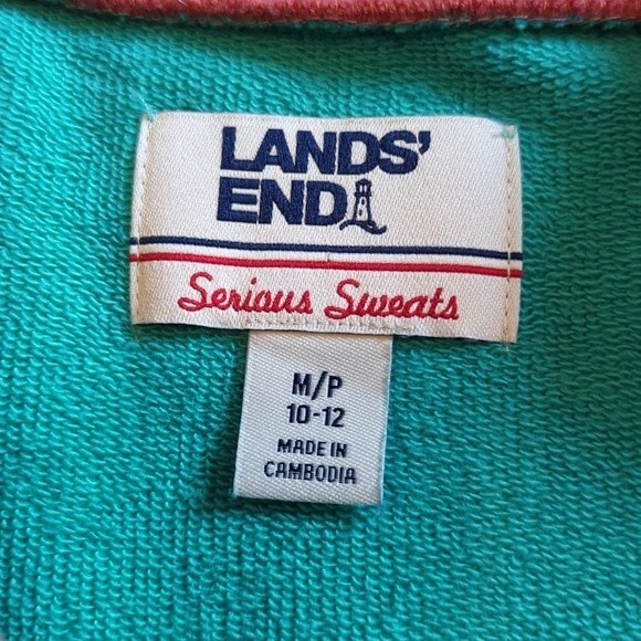 Lands End Serious Sweats Vintage Turquoise Pullover Sweatshirt Size Medium - Picture 2 of 4